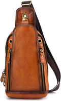 Leather Sling Bag Crossbody Backpack by Hebetag