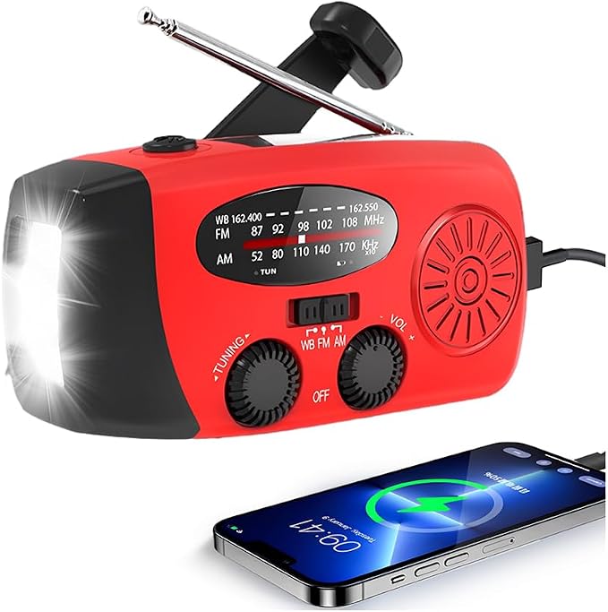 Emergency Hand Crank Radio, 2000mAh/7400mWh NOAA Weather Radio Battery Operated by Rckskaya