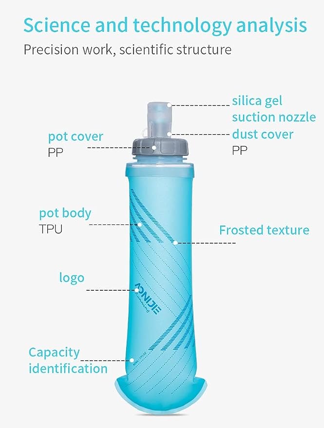 AONIJIE TPU Soft Flask Water Bottle Collapsible Running Flask - Image 4