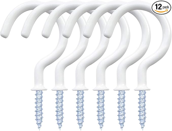 12 Pack Vinyl Coated Ceiling Hooks, Screw-in Mug Hooks by yuntop