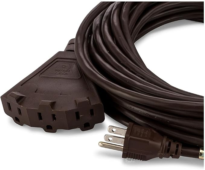 Holiday Lighting Outlet 50-Foot Brown Extension Cord, 3-Prong Indoor & Outdoor - Image 2