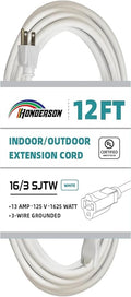 Indoor Outdoor Extension Cord Weatherproof, UL Certified, 16 Gauge 12FT White 3 by HONDERSON