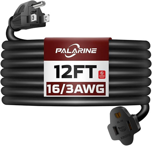 12ft Black Outdoor Extension Cord Waterproof, UL Listed, 16/3 SJTW Heavy Duty 3 by PALARINE