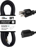 Indoor Outdoor Extension Cord Weatherproof, UL Certified, 14 Gauge 8FT Black 3 by HONDERSON