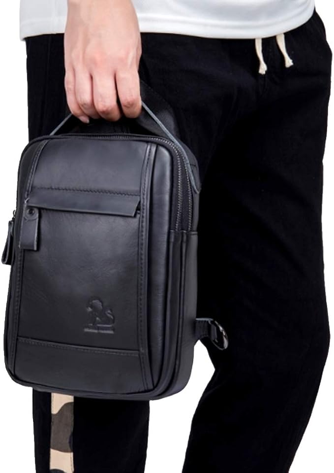 Leather Sling Bag Backpack for Men Women Outdoor Travel Hiking Business - Image 7