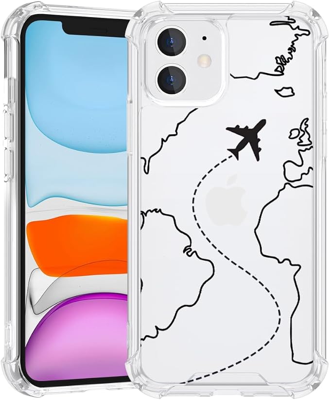 FANXI Minimalist Airplane Travel Map Phone Case Compatible by FANXI