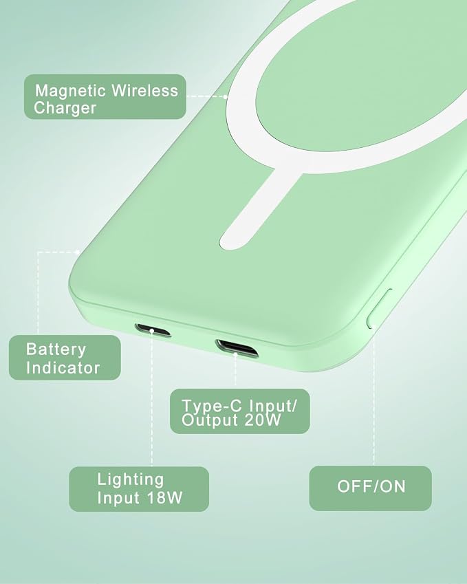 podoru for Magsafe Battery Pack, 5000mAh Magnetic Power Bank - Image 6