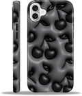 for iPhone 16 Case, HL2 Cute Cool Cherry Black Hybrid 2 Layer Hard Shell by Unknown