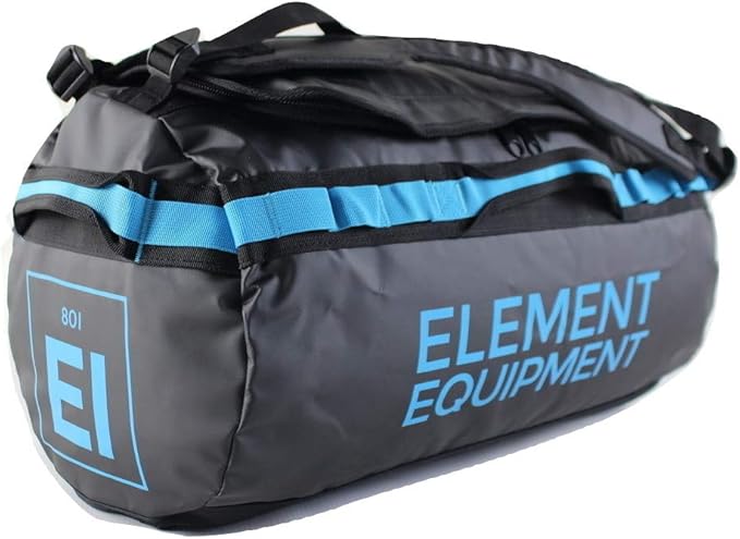 Element Equipment Trailhead Duffel Bag Shoulder Straps Waterproof Black/Blue by ElementEquipment
