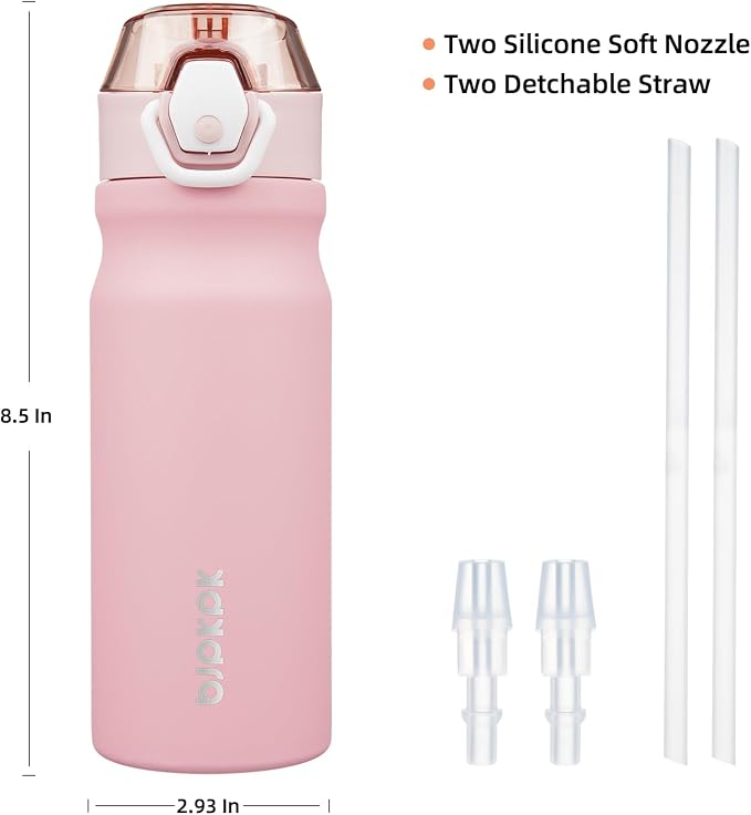 BJPKPK Water Bottle with Straw 18oz Insulated Water Bottles Reusable Stainless - Image 4