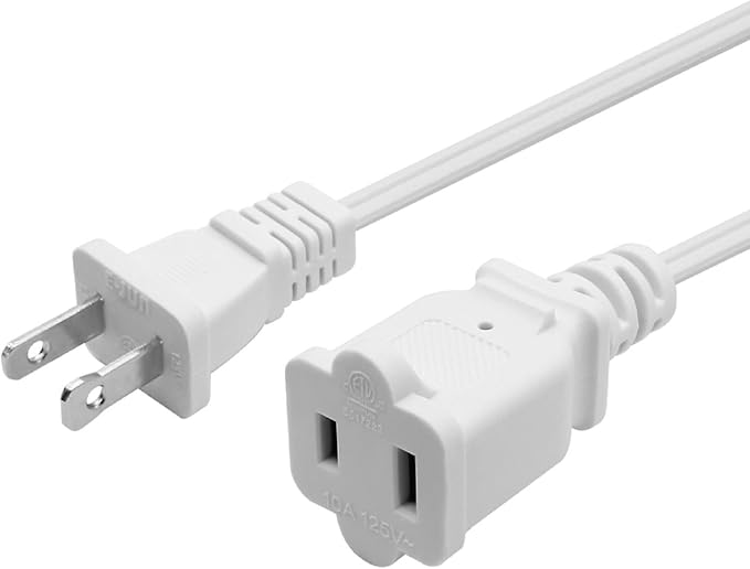 Small Extension Cord 1 FT, 2 Prong White, Thin and Short Extension Cords - Image 7