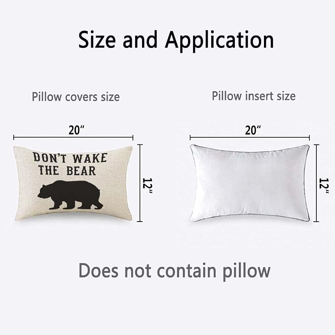 TKS MITLAN Don't Wake The Bear Decorative Pillow Covers Cool Animal Bear Black - Image 2