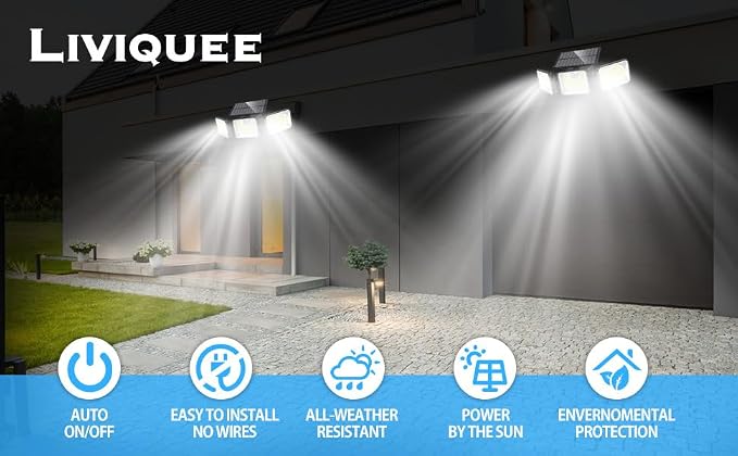 2 Pack 180 LED Solar Flood Light Outdoor, Motion Sensor Outdoor Lights - Image 9