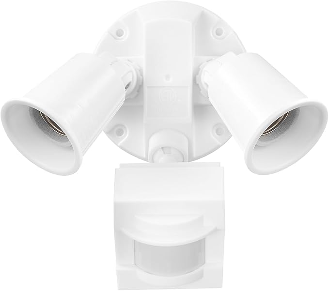 Globe Electric 17000269 110-Degree 240 W Twin Head White Hardwired Motion by GlobeElectric