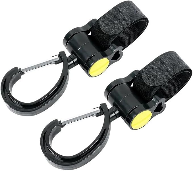 2 Pcs Walker Hook Hanging Multipurpose 360° Rotation Stroller Clip Diaper Bag - Image 5