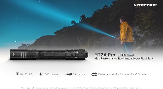 Nitecore MT2A Pro EDC Flashlight, 1000 Lumens, 279 Yard Beam, USB-C Rechargeable - Image 5