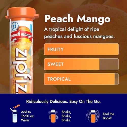 Zipfizz Daily Energy Drink Powder, Peach Mango, 20 Pack | 3-in-1 Sustained - Image 2