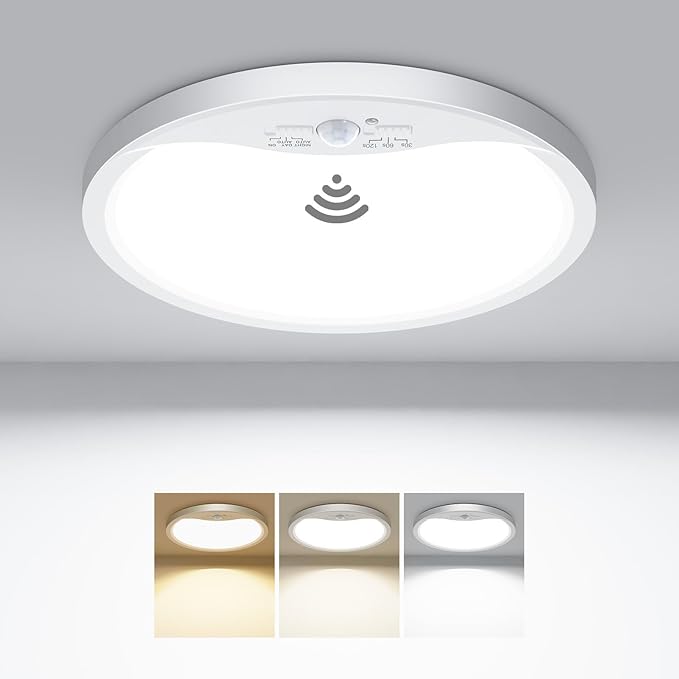 hepside Motion Sensor Ceiling Light Wired, 3000K/4000K/6500K LED Flush Mount by Hepside