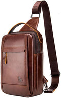Leather Sling Bag Backpack for Men Women Outdoor Travel Hiking Business by Hebetag