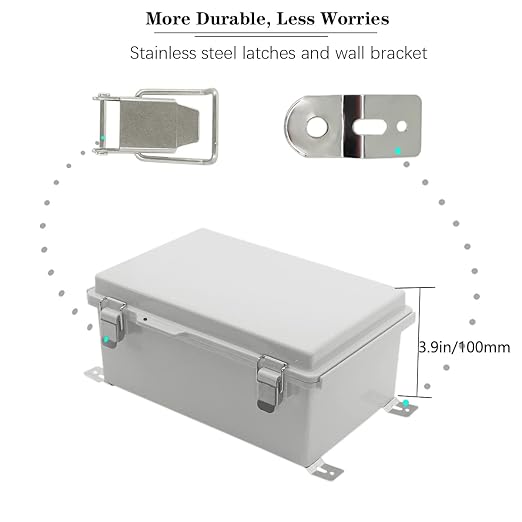 Zulkit Junction Box, IP67 Waterproof Electrical Box Hinged Cover Stainless - Image 2