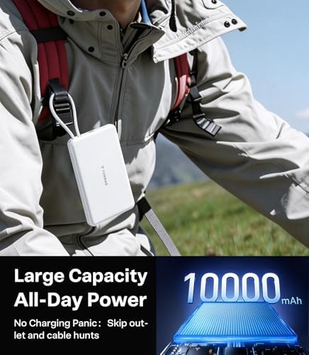 TORRAS Power Bank with Built-in USB-C Cable, Ultra-Slim 10, 000mAh Portable - Image 3