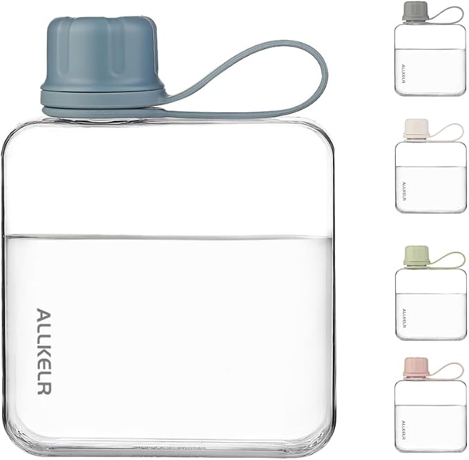Portable Flat Water Bottle, BPA Free Reusable Tritan Plastic Travel Water - Image 3