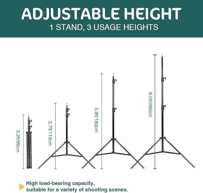 Kate Heavy Duty Light Stand for Photography, 8.5ft High Stable Photo Video - Image 3