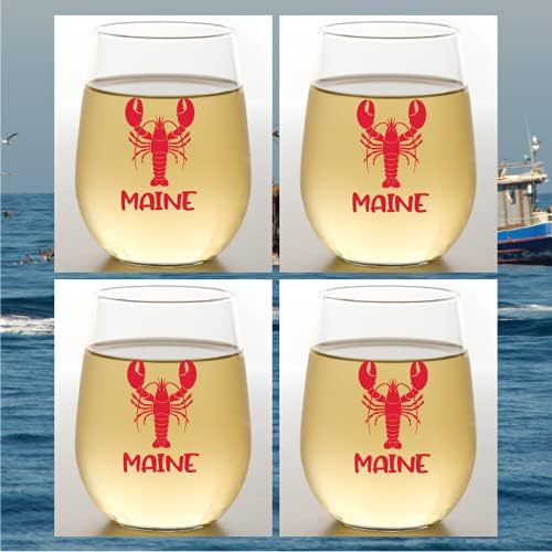 Set of 4 Shatterproof Designer 16 oz Plastic Wine Glasses MADE in the USA by Unknown