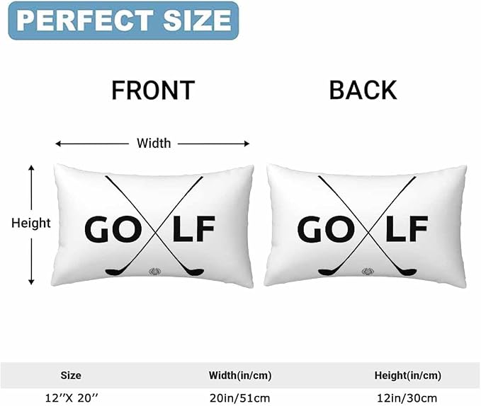 Black Golf Clubs Pillow Covers 12 X 20 Sports Themed Decor Symbol Golf Set of 2 - Image 2