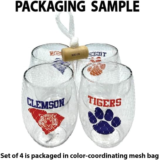 Wine-Oh Set of 4 Shatterproof Designer 16 oz Plastic Wine Glasses MADE in the - Image 2