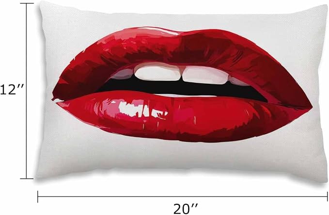 EKOBLA Sexy Biting Lips Farmhouse Oblong Rectangle Throw Pillow Covers Woman - Image 2