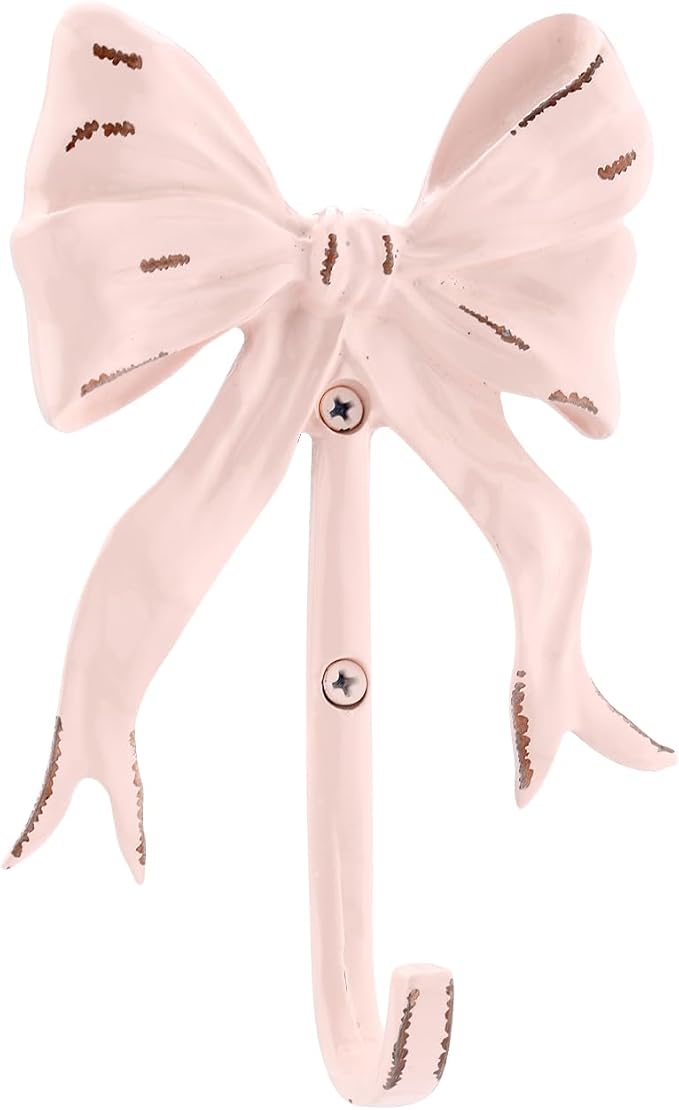 Pink Bow Hook Room Decor, Cute Coquette Bow Knot Wall Hooks Sweet Multi-Purpose by Unknown