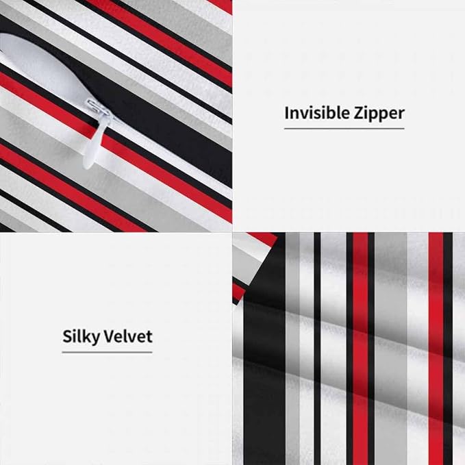 Vertical Lines Striped Pillow Covers 18 X 18 Black White Grey Red Watercolor - Image 7