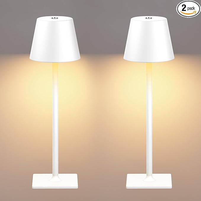 Yogaret White Cordless Table Lamp Set of 2 by YogaretCeilingLight