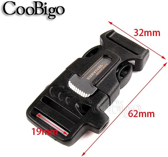 CooBigo 10Pack 3/4" Fire Starter Survival Whistle Buckle Flint Scraper - Image 3