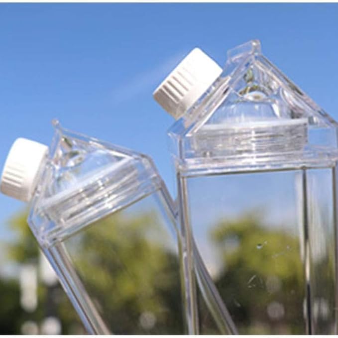 Jinberry 500ml/17Oz Cute Clear Milk Carton Water Bottle Portable Drinkware - Image 5