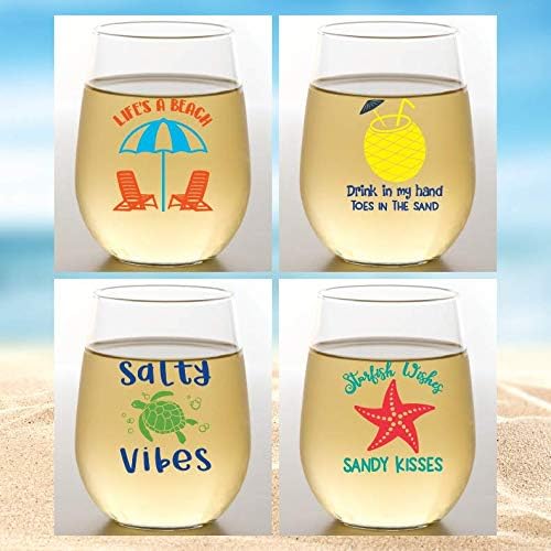 Set of 4 Shatterproof Designer 16 oz Plastic Wine Glasses MADE in the USA by Unknown