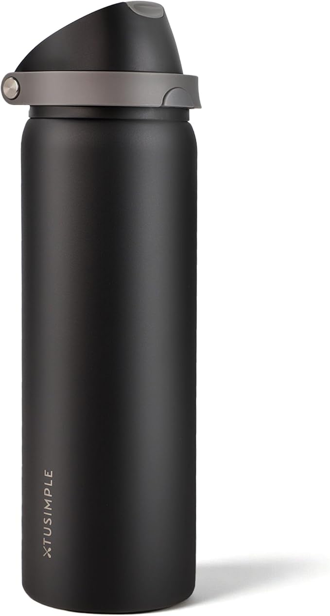 32 oz Insulated Water Bottle for Travel, 2-in-1 Quick Flip Straw and Push by XTUSIMPLE