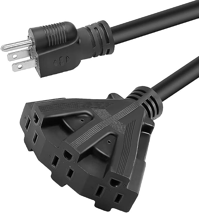 1 FT 12/3 Outdoor Extension Cord, Heavy Duty 3-Outlet SJTW Indoor/Outdoor by Mshyet