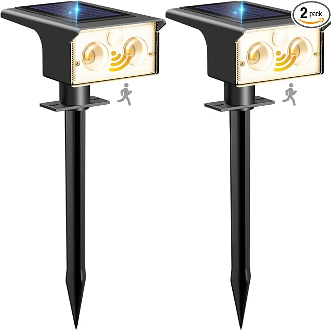 btfarm Solar Spot Lights Outdoor Waterproof, 2 Pack/3 Modes Motion Sensor Lights by btfarmdecorativelighting