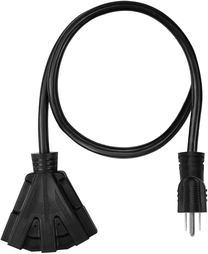 1 FT 12/3 Outdoor Extension Cord, Heavy Duty 3-Outlet SJTW Indoor/Outdoor - Image 2