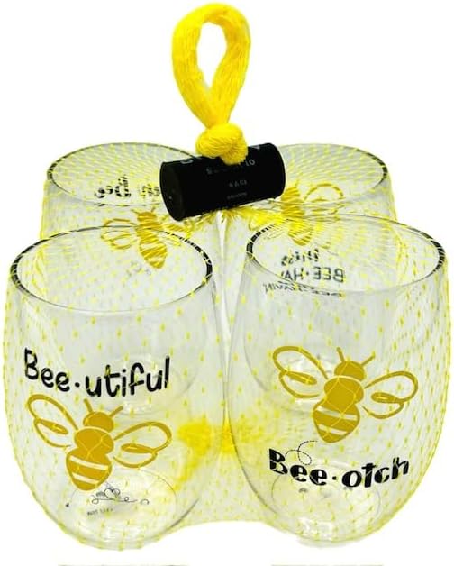 Wine-Oh! Set of 4 Shatterproof Designer 16 oz Plastic Wine Glasses MADE in the - Image 2