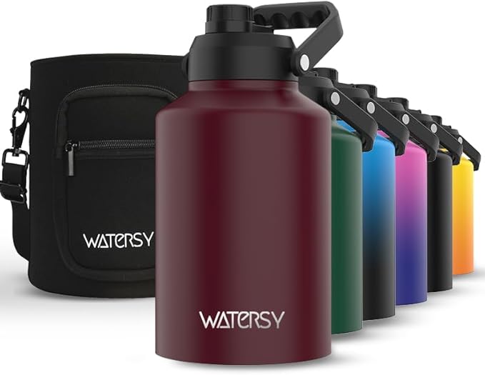 WATERSY 1 Gallon Water Bottle Insulated, BPA Free&Leak Proof, 128oz Stainless by Watersy