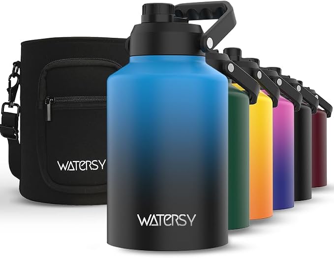 WATERSY 1 Gallon Water Bottle Insulated, BPA Free&Leak Proof, 128oz Stainless by Watersy