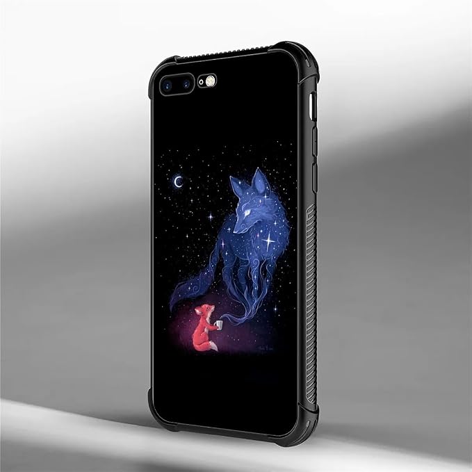 for iPhone 7 Plus/8 Plus Case, Galaxy Fox Wolf Pattern Graphic Design Girl Boy - Image 5
