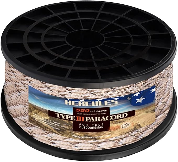 HERCULES Type III Paracord 550 Paracord Rope Parachute Cord, Survival Cord by HERCULES