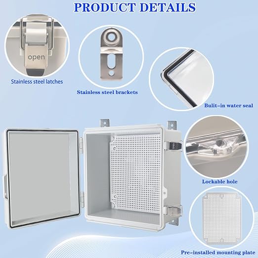 Waterproof Electrical Box with Mounting Plate, IP67 Junction Box Stainless - Image 3