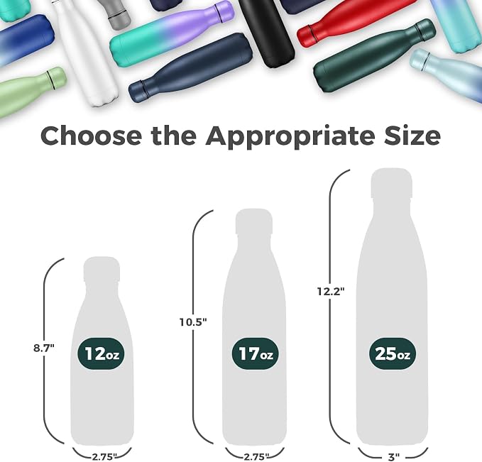 Volhoply 17oz Insulated Stainless Steel Water Bottle, Double Wall Vacuum Flask - Image 2