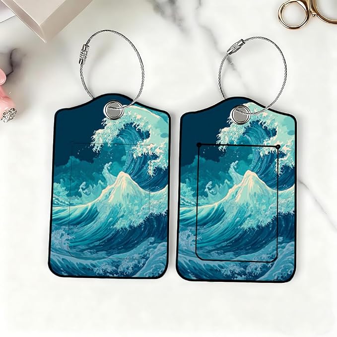 2Pcs Deep Ocean Blue Luggage Tags - Image 6
