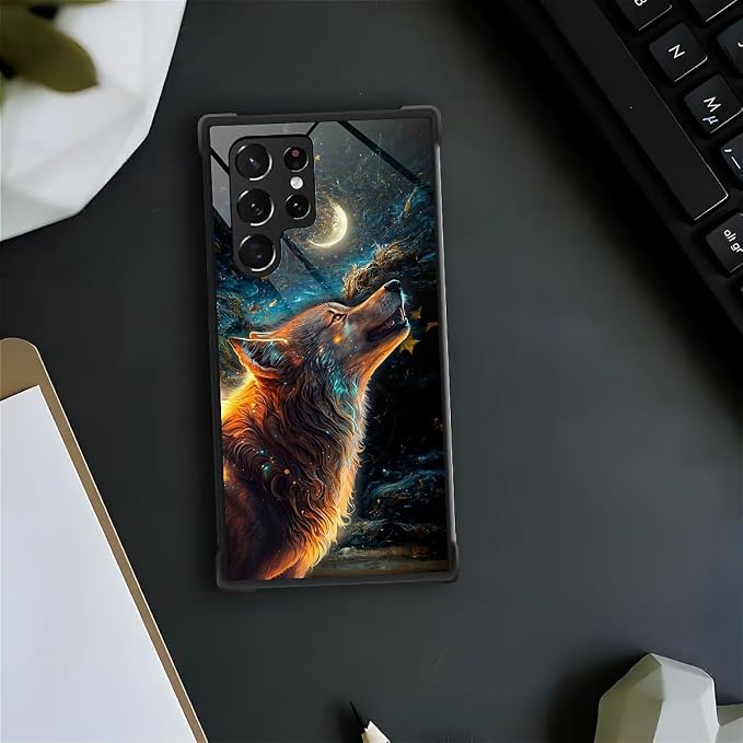 for Samsung Galaxy S23 Ultra Case, Star Cave Hungry Wolf Pattern Graphic Design - Image 3